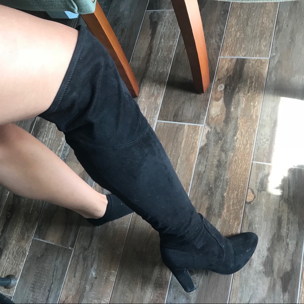 Over the knee black boots